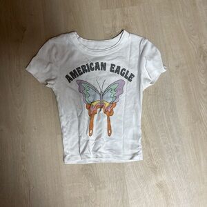 American Eagle Outfitters Kids White Tee with Colorful Butterfly